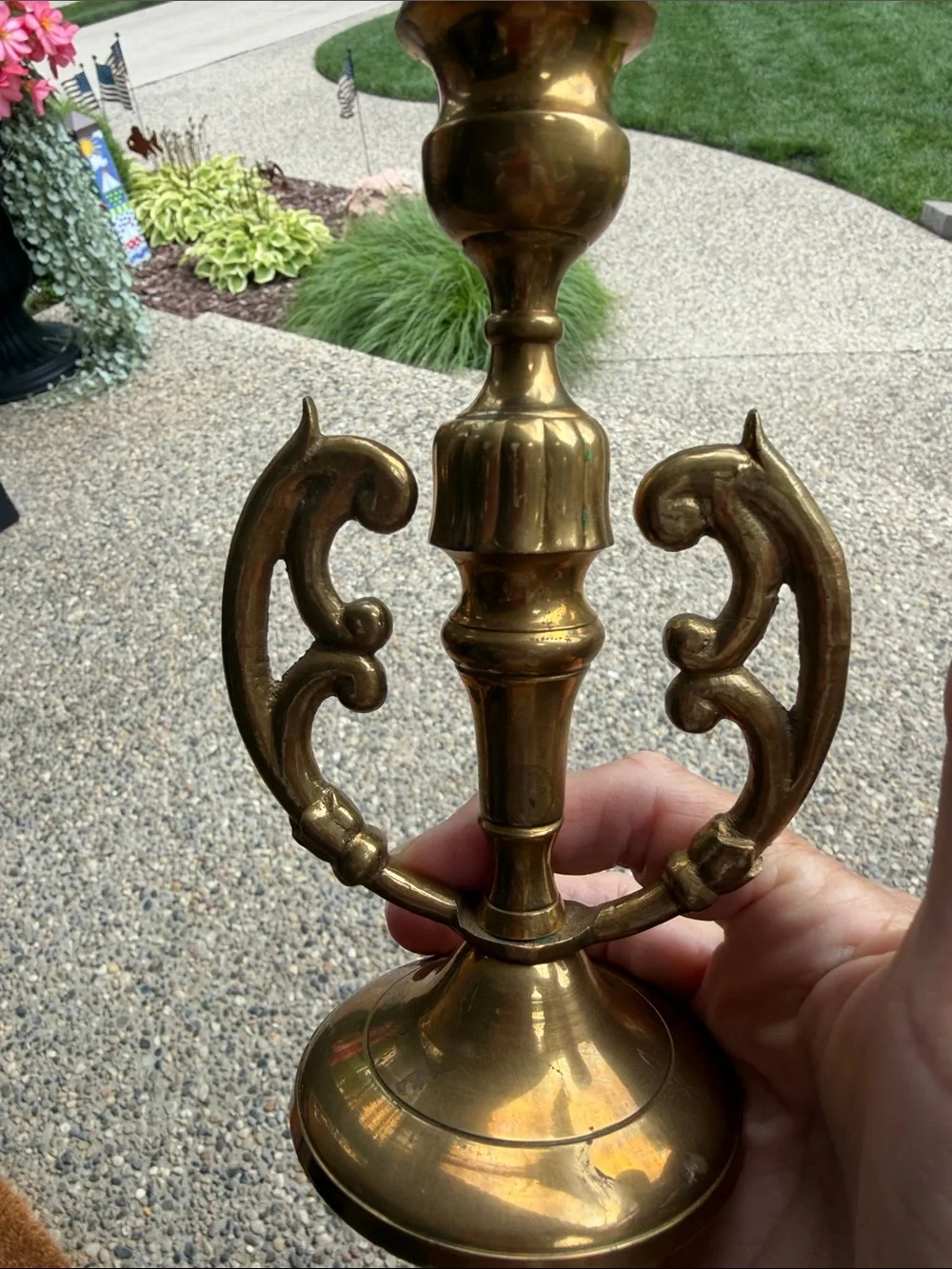 Vintage Brass Candle Holder Scrolls 6.5 inch